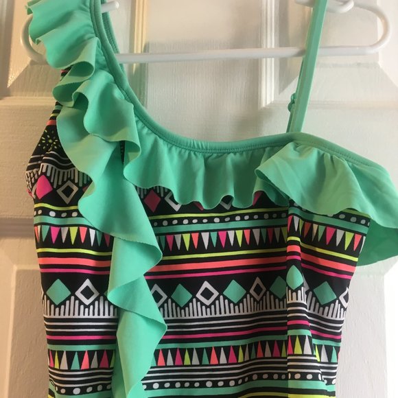 JUSTICE Girls AZTEC Print one piece Swimsuit Sz 12 - Picture 4 of 5